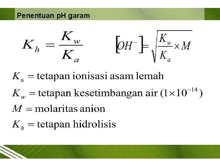 Penentuan p. H garam 