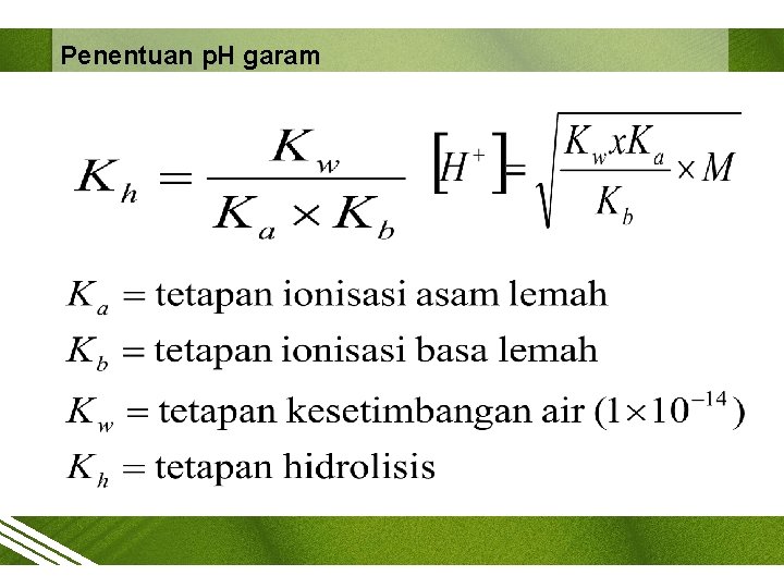 Penentuan p. H garam 