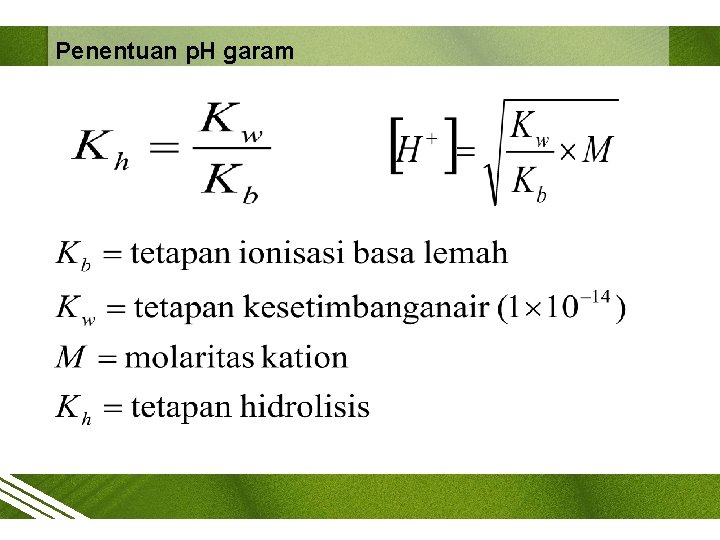 Penentuan p. H garam 