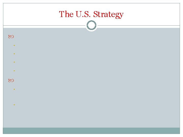 The U. S. Strategy Driving Europe out • • Monroe Doctrine (1823) Preference for