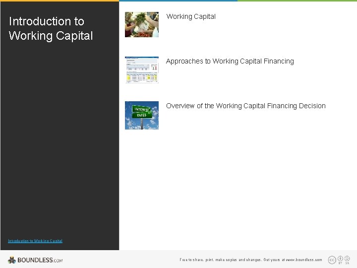 Introduction to Working Capital Approaches to Working Capital Financing Overview of the Working Capital