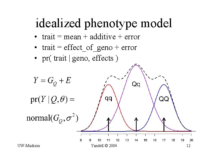 idealized phenotype model • trait = mean + additive + error • trait =