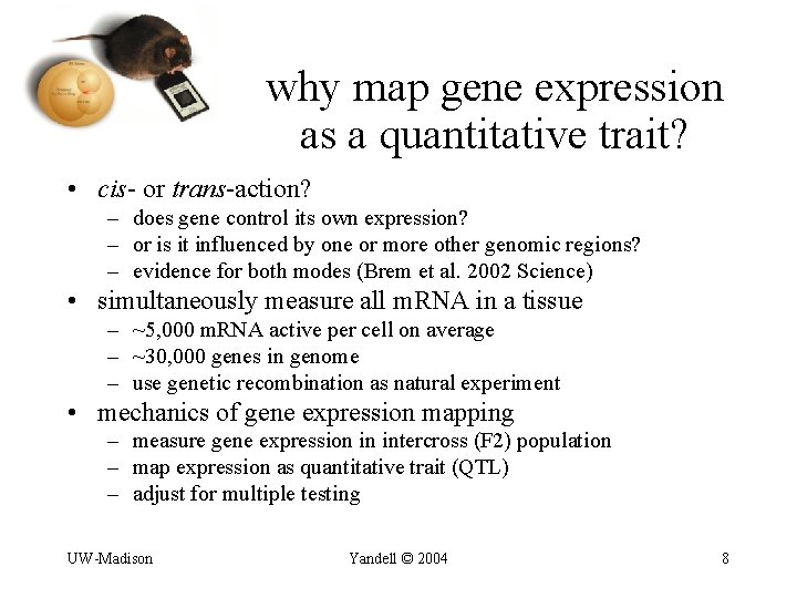 why map gene expression as a quantitative trait? • cis- or trans-action? – does