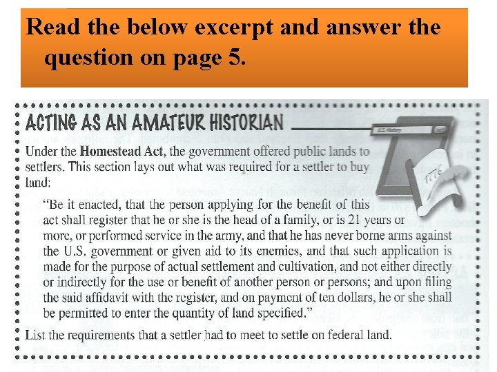 Read the below excerpt and answer the question on page 5. 