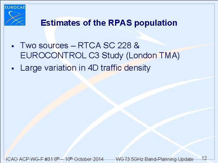 Estimates of the RPAS population § § Two sources – RTCA SC 228 & Estimates of the RPAS population § § Two sources – RTCA SC 228 &