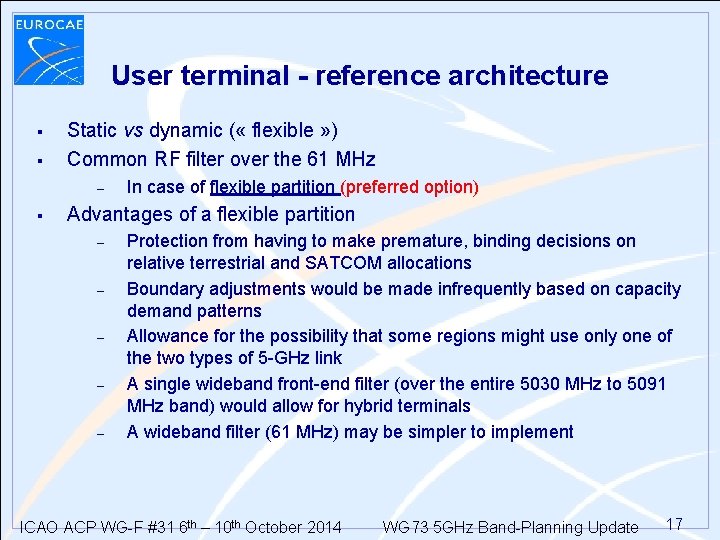 User terminal - reference architecture § § Static vs dynamic ( « flexible » User terminal - reference architecture § § Static vs dynamic ( « flexible »
