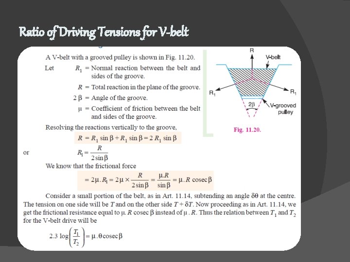 Ratio of Driving Tensions for V-belt 