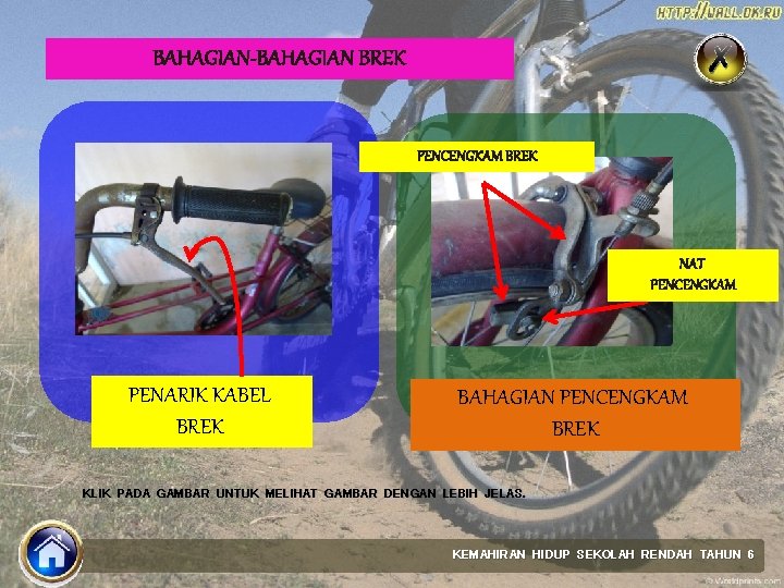 BAHAGIAN-BAHAGIAN BREK PENCENGKAM BREK NAT PENCENGKAM PENARIK KABEL BREK BAHAGIAN PENCENGKAM BREK KLIK PADA