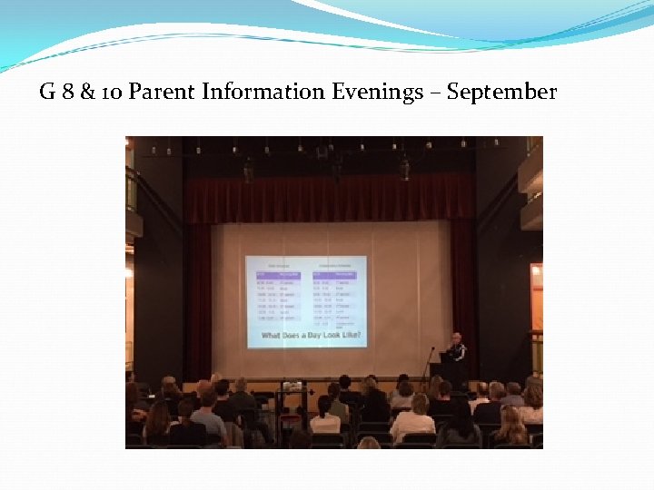 G 8 & 10 Parent Information Evenings – September 