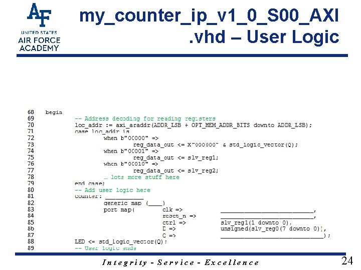 my_counter_ip_v 1_0_S 00_AXI. vhd – User Logic Integrity - Service - Excellence 24 