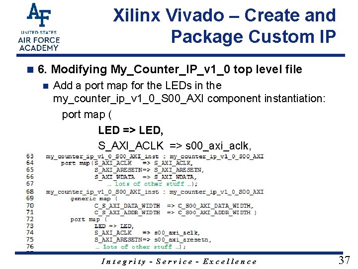 Xilinx Vivado – Create and Package Custom IP n 6. Modifying My_Counter_IP_v 1_0 top