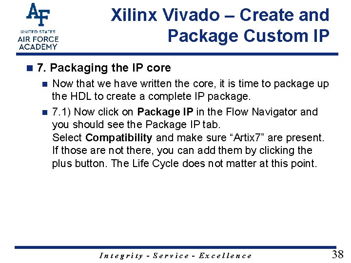 Xilinx Vivado – Create and Package Custom IP n 7. Packaging the IP core