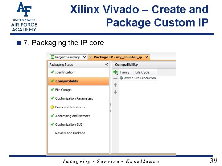 Xilinx Vivado – Create and Package Custom IP n 7. Packaging the IP core