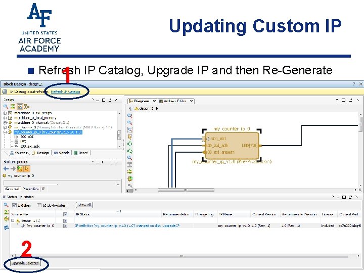 Updating Custom IP n 2 1 Refresh IP Catalog, Upgrade IP and then Re-Generate