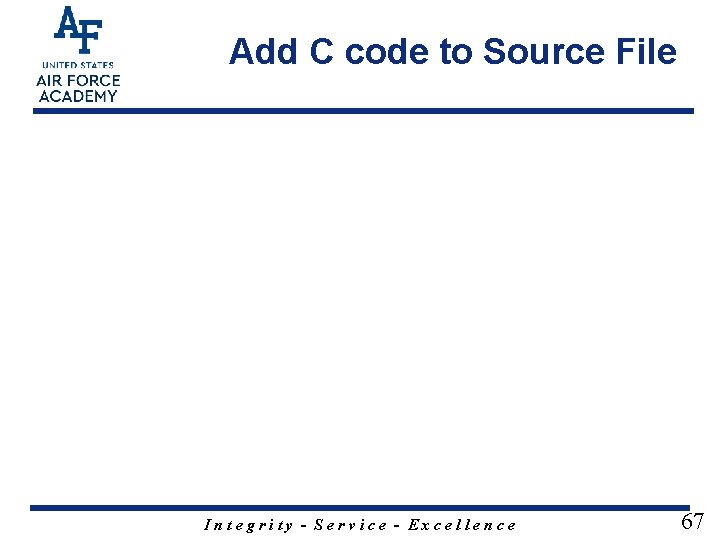 Add C code to Source File Integrity - Service - Excellence 67 