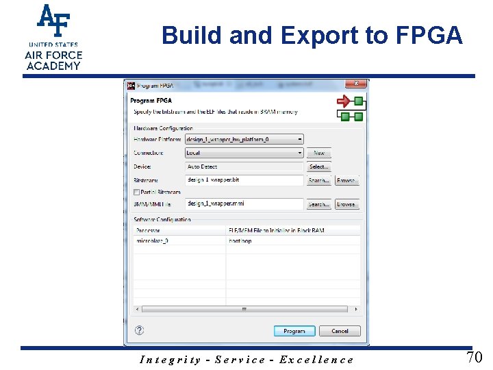 Build and Export to FPGA Integrity - Service - Excellence 70 
