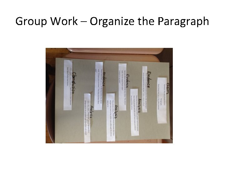 Group Work – Organize the Paragraph 