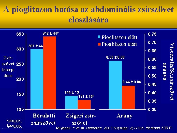 A pioglitazon hatása az abdominális zsírszövet eloszlására Zsírszövet kiterje dése Bőralatti zsírszövet Zsigeri zsírszövet