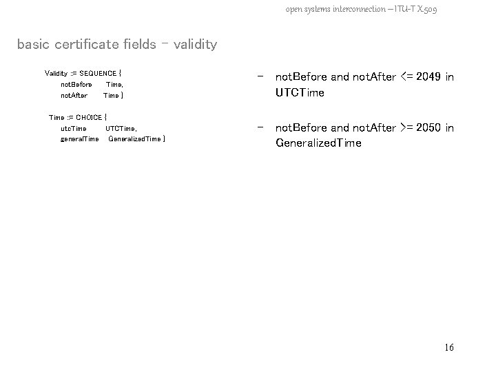 open systems interconnection – ITU-T X. 509 basic certificate fields – validity Validity :