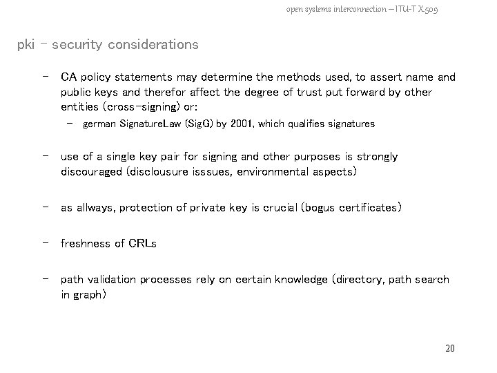 open systems interconnection – ITU-T X. 509 pki – security considerations - CA policy