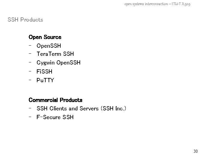 open systems interconnection – ITU-T X. 509 SSH Products Open Source - Open. SSH