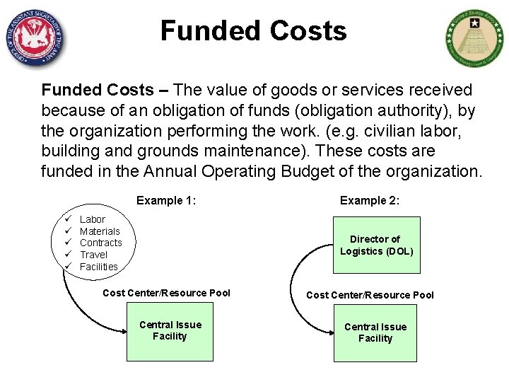 Funded Costs – The value of goods or services received because of an obligation