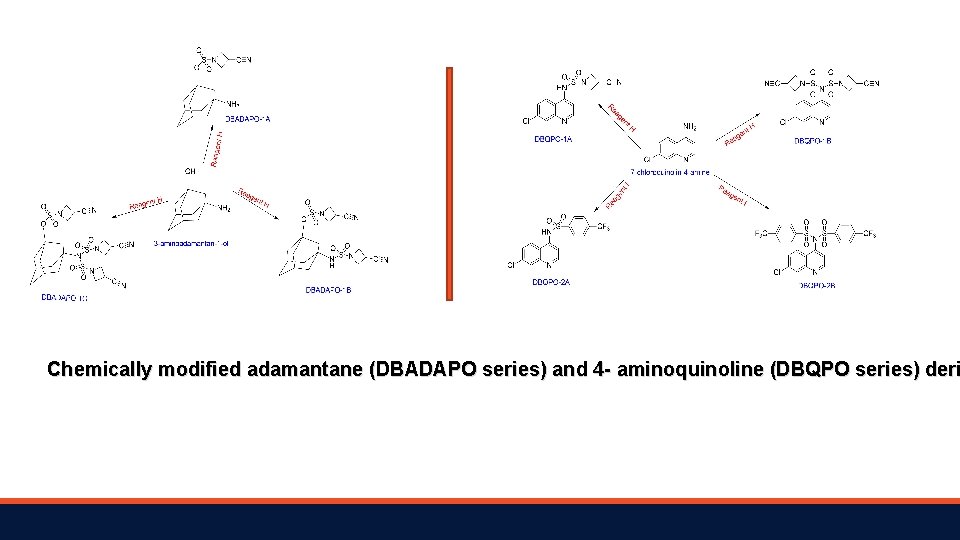 Chemically modified adamantane (DBADAPO series) and 4 - aminoquinoline (DBQPO series) deri 