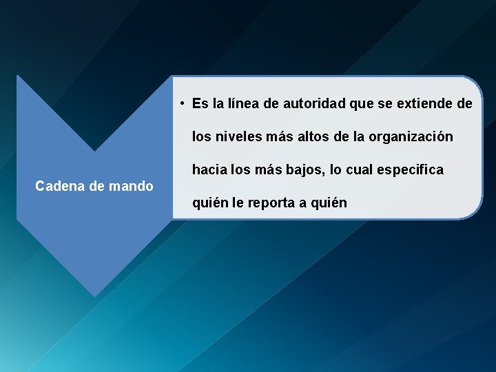  • Es la línea de autoridad que se extiende de los niveles más