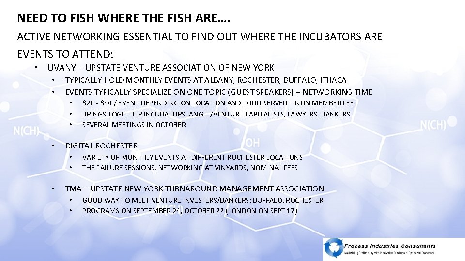 NEED TO FISH WHERE THEACCESSING FISH ARE…. INCUBATORS ACTIVE NETWORKING ESSENTIAL TO FIND OUT