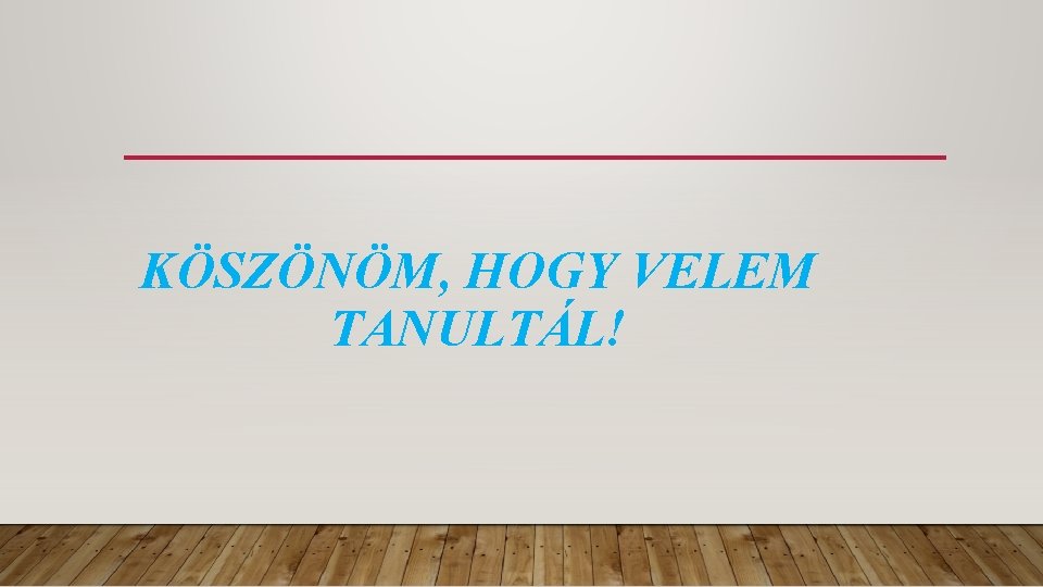 KÖSZÖNÖM, HOGY VELEM TANULTÁL! 