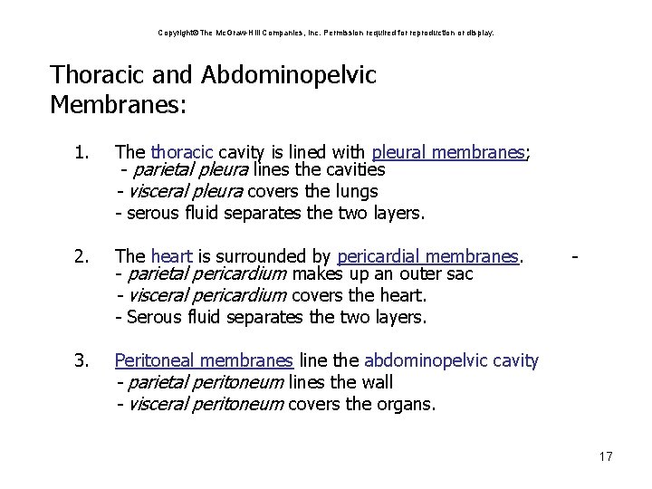 Copyright The Mc. Graw-Hill Companies, Inc. Permission required for reproduction or display. Thoracic and