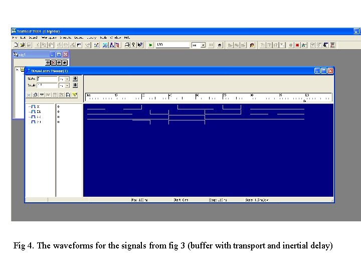 Fig 4. The waveforms for the signals from fig 3 (buffer with transport and