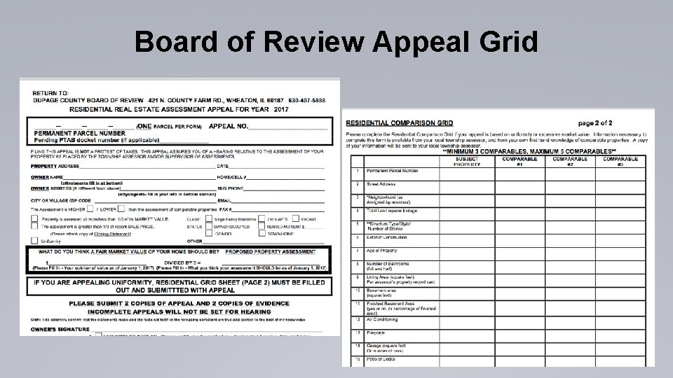 Board of Review Appeal Grid 