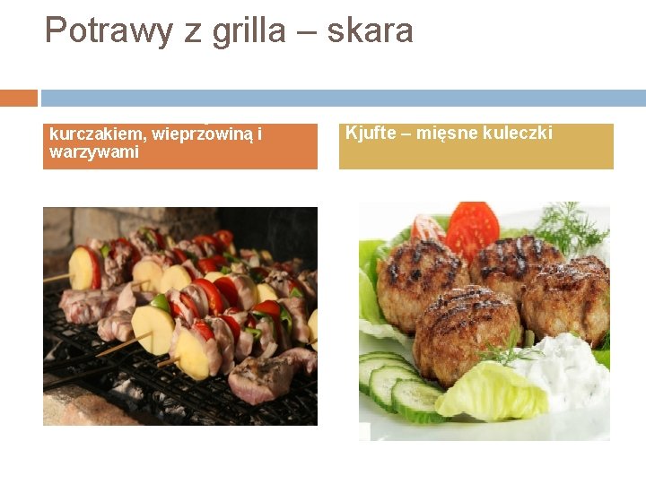 Potrawy z grilla – skara Sziszczeta – szaszłyki z kurczakiem, wieprzowiną i warzywami Kjufte