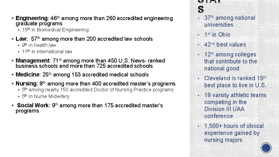 § Engineering: 46 th among more than 260 accredited engineering graduate programs § 15