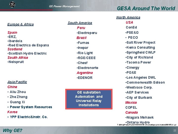 GESA Around The World Europe & Africa Spain • ERZ, • Iberdola • Red