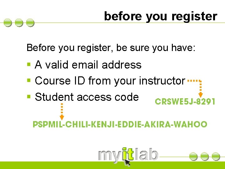 before you register Before you register, be sure you have: § A valid email