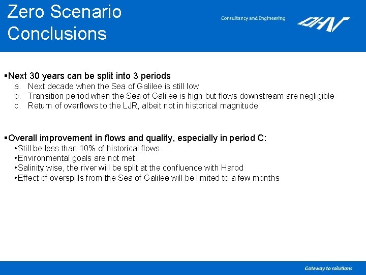 Zero Scenario Conclusions §Next 30 years can be split into 3 periods a. Next