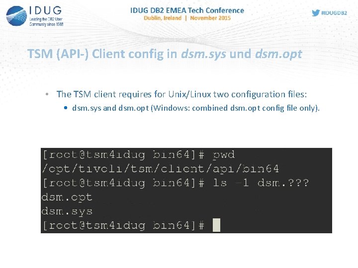 TSM (API-) Client config in dsm. sys und dsm. opt • The TSM client