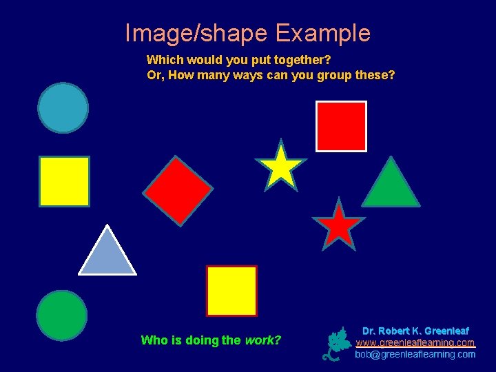 Image/shape Example Which would you put together? Or, How many ways can you group