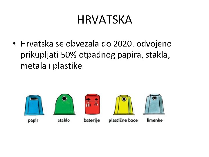HRVATSKA • Hrvatska se obvezala do 2020. odvojeno prikupljati 50% otpadnog papira, stakla, metala