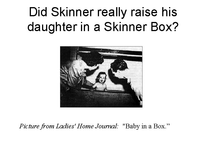 Did Skinner really raise his daughter in a Skinner Box? Picture from Ladies' Home