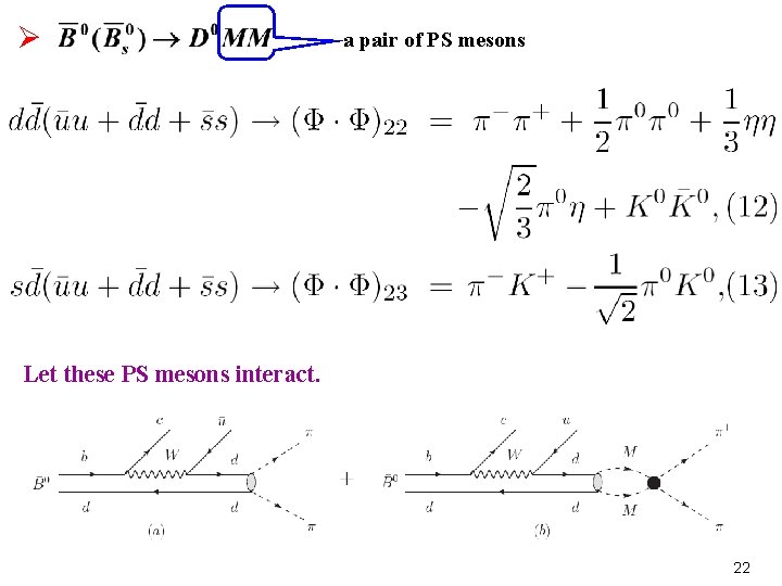 Ø a pair of PS mesons Let these PS mesons interact. 22 