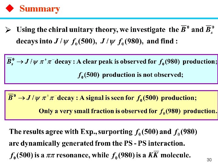 u Summary Ø 30 