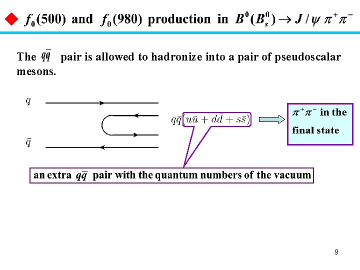u The pair is allowed to hadronize into a pair of pseudoscalar mesons. 9
