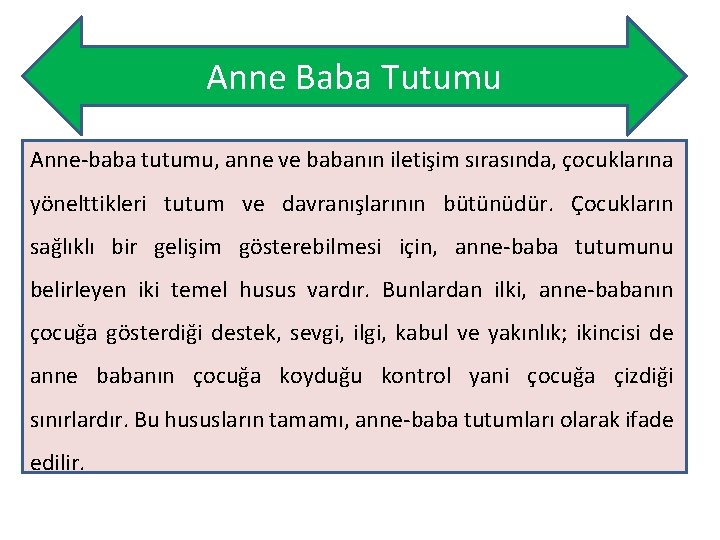 Anne Baba Tutumu Anne-baba tutumu, anne ve babanın iletişim sırasında, çocuklarına yönelttikleri tutum ve