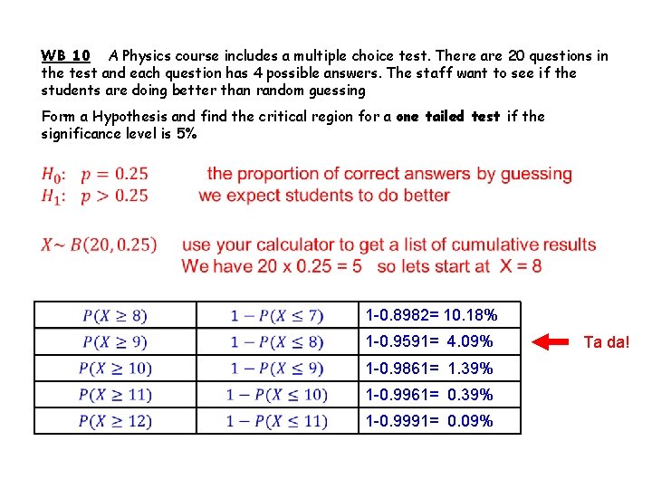 WB 10 A Physics course includes a multiple choice test. There are 20 questions