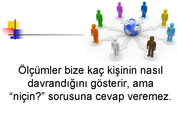 Ölçümler bize kaç kişinin nasıl davrandığını gösterir, ama “niçin? ” sorusuna cevap veremez. 