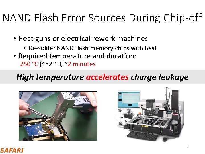 NAND Flash Error Sources During Chip-off • Heat guns or electrical rework machines •