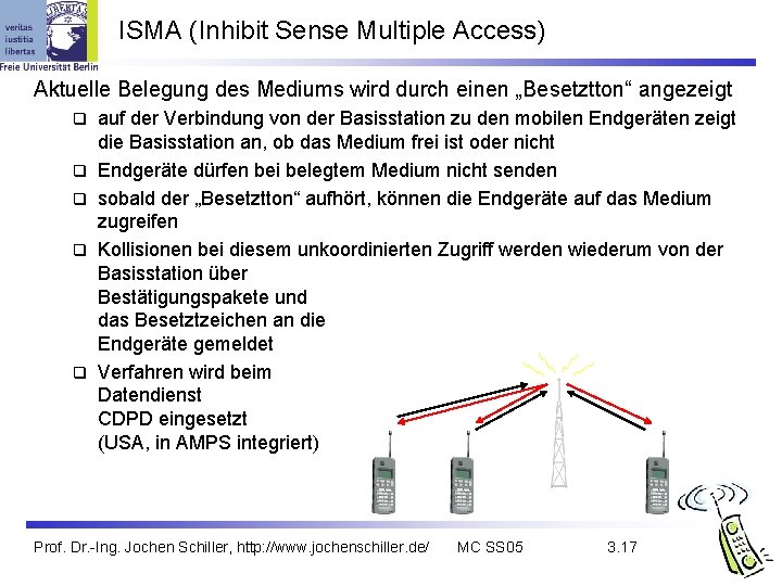 ISMA (Inhibit Sense Multiple Access) Aktuelle Belegung des Mediums wird durch einen „Besetztton“ angezeigt